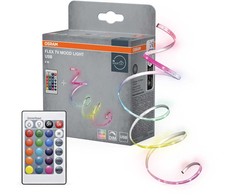 2,7W/m LED juosta, 5V, RGB, IP20, su nuotolinio valdymo pulteliu, 1.5m, su USB jungtimi