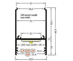 Bikuva.lt 3m LED juostos profilis COMBO30-01, juodas