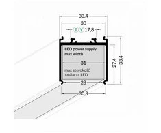 Bikuvalt 3m LED juostos profilio VARIO30-08, juodas anoduotas