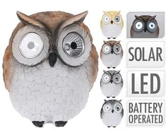 LED lauko šviestuvas - dekoracija PELĖDA, įkraunama saulės energija, 14x14,5x15x5cm