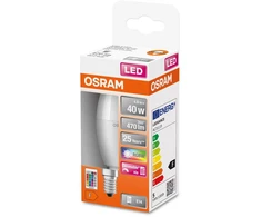 LED lemputė OSRAM, E14, B40, žvakės formos, 4,9W, 2700K, RGBW, 470 lm, matinė, su pulteliu