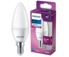 LED lemputė PHILIPS, B35, E14, 5W (=40W), 4000K, 470 lm, šaltai baltos sp.