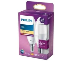 LED lemputės PHILIPS, E14, B38, 2700 K, 7W (=60W), 806 lm, NON-DIM, 2 vnt.