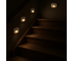 LED NAKTINIS LEMPAS, JUDESIO JUTIKLIS, VEIKIMAS BATERIJA, SIENAI, LIPIJUS, LAIPTAMS