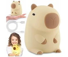 LED NAKTINIS LEMPAS VAIKAMS CAPYBARA SILICONE SOFT TOUCH USB DOVANA