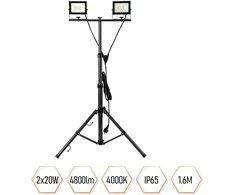 30W LED prožektorius su stovu WORKLIGHTS, tamsiai pilkas, 4000K, IP65