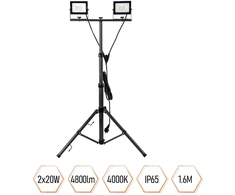 LED prožektorius su stovu SPECTOR LIGHT Tripod, IP65, 2 x 30 W, 2 x 2400 lm, h1,6 m