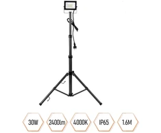 LED prožektorius su stovu SPECTOR LIGHT Tripod, IP65, 30 W, 2400 lm, h1,6 m