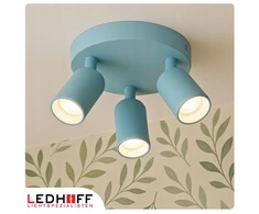 Ledhoff Lampa sufitowa okrągła mėlyna do pokoju CHŁOPCA dziecka SPOT 3x GU10