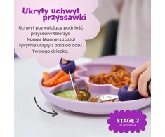 Lėkštė su skyriais prilimpančiu dugnu Nana's Manners Violetinė, 12 mėn+