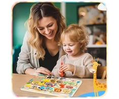 LENTO MOKYMASIS SKAIČIAVIMAS IR SPALVOS MEDINIS MAGNETINIS LABIRINTAS MONTESSORI