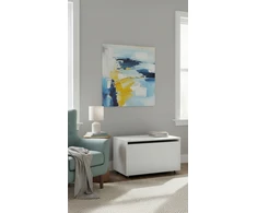 Leomark Duża drewniana skrzynia na zabawki, indas, pufa na kółkach 71x40x46 cm