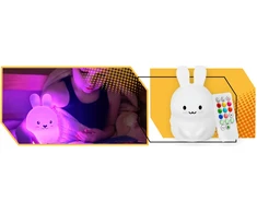 Lewer MIĘKKA Lampka Nocna KRÓLIK Dla Dzieci Kolorowa SILIKONOWA RGB LED + Pilot