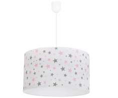 Light Home LAMPA WISZĄCA SUFITOWA DZIECIĘCA ŻYRANDOL Z ABAŻUREM Baltas RÓŻOWE GWIAZDKI