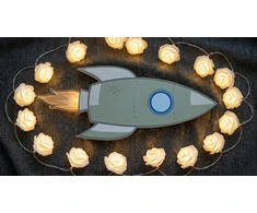 Lights4Fun Lampka LED RAKIETA Kosmos dla Dzieci Drewniana
