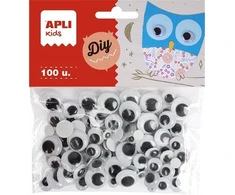 Judančios akys APLI, apvalios, 100 vnt., juoda