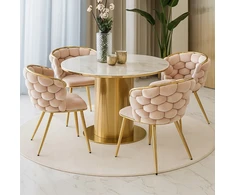Livio Meble BEIGE INTERJERA GLAMOUR KĖDĖ SU AUKSINĖMIS KOJĖLĖMIS PIMO VELIŪRO AUDINIU