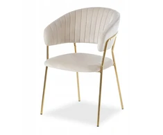 Livio Meble FLORI BEIGE VELVET VALGOMO KĖDĖ ANT AUKSINIŲ KOJŲ