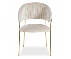 Livio Meble FLORI BEIGE VELVET VALGOMO KĖDĖ ANT AUKSINIŲ KOJŲ