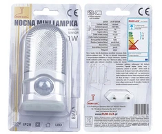 LN-09 Lampka nocna LED do kontaktu su judesio jutikliu i zmierzchu RUM-LUX
