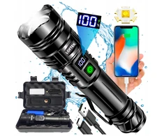 Loftek 20 000 liumenų LED žibintuvėlis, PAKRAUJAMAS, GALINGAS, PAIEŠKA, MASTINIS, USB, ATSPIRUS vandeniui