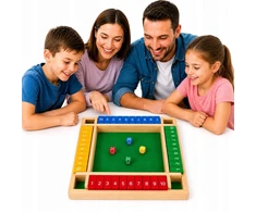 Loginis žaidimas vaikams, mediniai kauliukai, lenta, skaičiai, skaičiavimas SHUT BOX