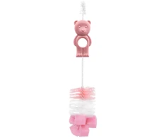 Lorelli Teddy bear rožinis buteliukas ir čiulptuko šepetėlis su kempine