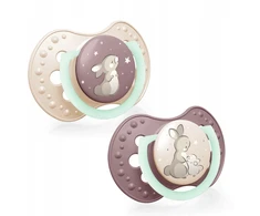 Lovi dinaminis silikoninis čiulptukas 0-6m 2 vnt. Night&amp;day Girl
