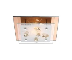 Lubinis šviestuvas GLOBO AYANA, 1 x E27, 40W, su stiklu, chromo/ gintaro sp., 24x24x8,5 cm