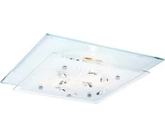 Lubinis šviestuvas GLOBO Jasmina, 2 x E27, 40W, su stiklu, chromo sp., 33,5 x 33,5 x 8,5cm