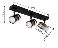 Lubinis šviestuvas Taškinis šviestuvas GLOBO TRABBY, 3xGU10 max 3x8W, juodos sp stiklas dūmų sp 6x12,5x41cm
