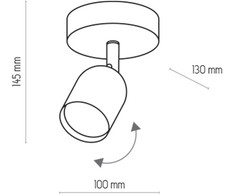 Lubinis šviestuvas TK LIGHTING TOP Juodas 1, 1xGU10 LED 10W