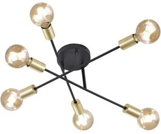 Lubinis šviestuvas TRIO CROSS, 6 x E27, max 40W, juodos/aukso sp., ø40 x h19 cm