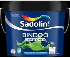 Lubų dažai SADOLIN BINDO 3, visiškai matiniai, baltos sp., BW bazė, 2,5 l