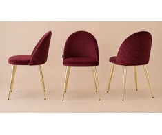 Lugano Glamour GLORIA minkšta bordo spalvos aksominė kėdė svetainei, virtuvei, valgomajam