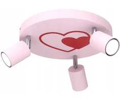 Luminex Lampa Sufitowa FUN Rožinė 3xGU10 Serce Do Pokoju Dziecka