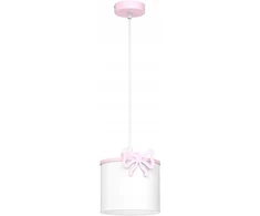 Luminex Lampa Wisząca SWEET Rožinė Baltas Abażur su kokardką pokój dziewczynki