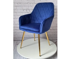 Lux Dom Furniture KĖDĖ SU PAGALVE VALGOMUI SVETAINEI Veliūras, NAVY MĖLYNA, AUKSINĖS KOJOS