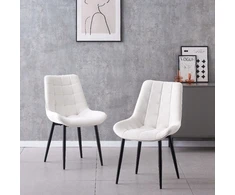 Luxury4Home Ecru veliūrinė dygsniuota MALMO minkšta kėdė