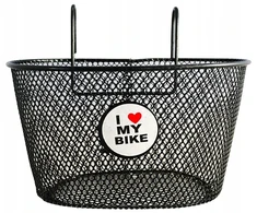 M Wave Vaikiškas Dviratinis Krepšelis Juodas "I LOVE MY BIKE" su Tinkleliu
