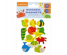 Magnesy drewniane Zwierzątka 12 vnt Starpak 528370