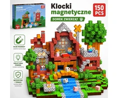 Magnetinės kaladėlės 150 vnt 3D gyvūnų namelis 3+ vaikams