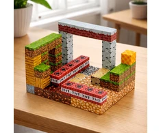 Magnetinės plytos 100 vnt. 3D statybinių plytų rinkinys + 2 figūrėlės
