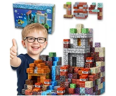 Magnetinės plytos 184vnt Statybinės plytos Rinkinys 3D pikseliai Figūrėlės