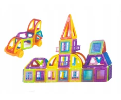 Magnetinės plytos su neodimio plokštelėmis 128 el rinkinys vaikams Click4Toys įvairiaspalvis