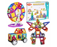 Magnetinės plytos su neodimio plokštelėmis 128 el rinkinys vaikams Click4Toys įvairiaspalvis