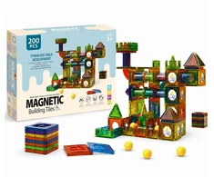 Magnetinės statybinės plytelės 200 Vnt Marble Run STEM Statybinis rinkinys vaikams nuo 3 metų