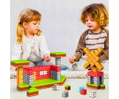Magnetiniai blokai 177 vienetai 3D statybiniai blokai kubeliai Pikselių rinkinys