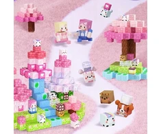 MAGNETINIAI BLOKAI PIXEL KUBAS 160 vnt + 6 ROŽINĖS FIGURINĖS MERGAITEI