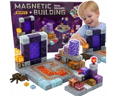 Magnetiniai blokeliai 104 el 3 žmonių kūrybinis rinkinys 3D konstrukciniai blokeliai